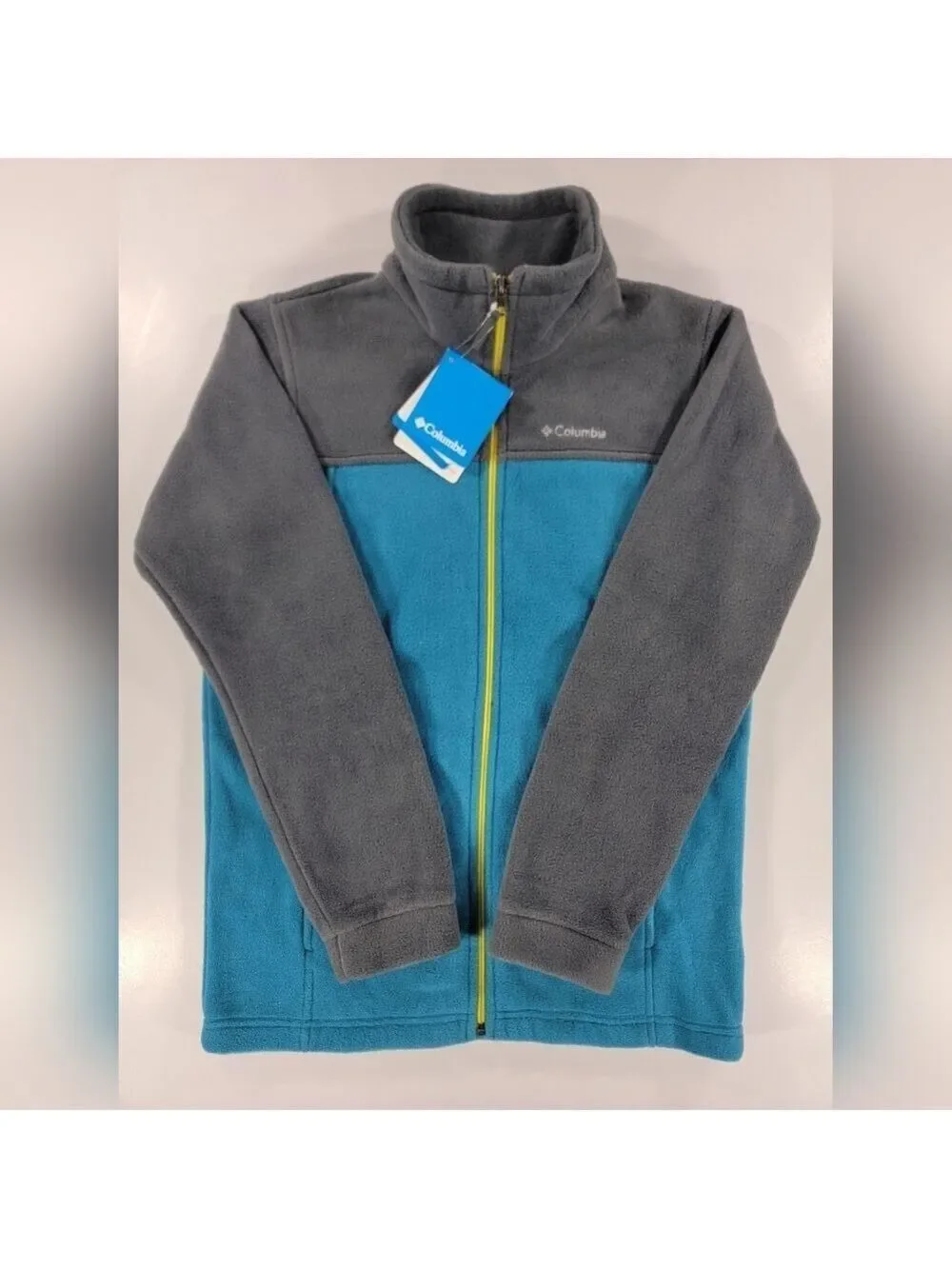 NEW Columbia Flattop Ridge Fleece Jacket Full Zip Blue Youth Large Mock Neck NWT